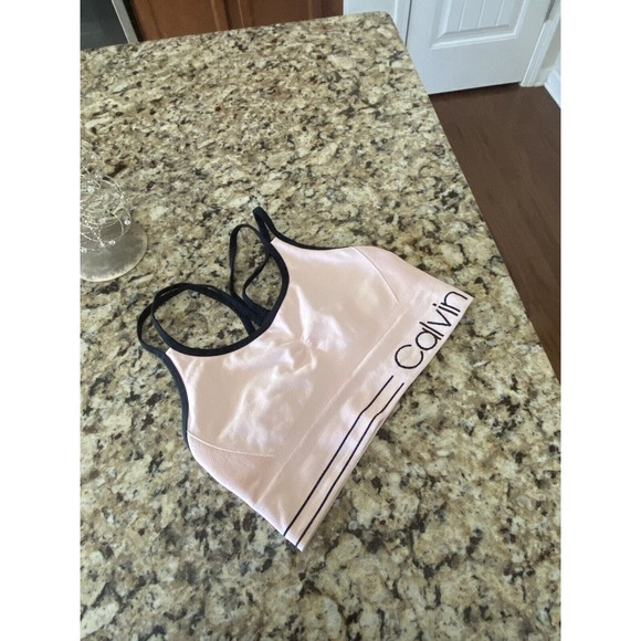 New Calvin Klein Low impact Performance Racerback Pullover Lounge Bra Small Pink - Picture 4 of 6